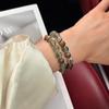 Handmade Green Rutilated Quartz Sandalwood Double Loop Bracelet Women New Chinese Style 8mm Beads Flowing Tassel Design