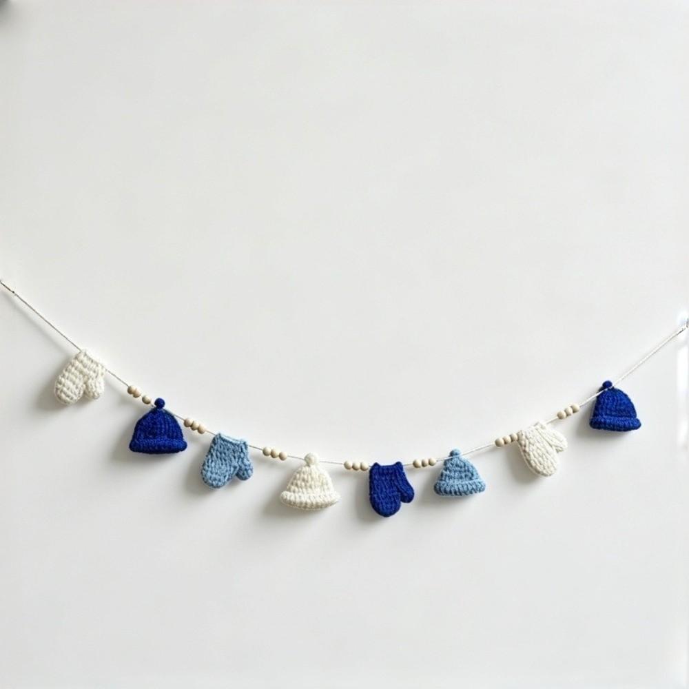 Knitted Christmas Garland Bunting Non-Woven Fabric Holiday Banner Crochet Garland Holiday Decor
