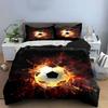 Fiery Soccer Set For Enthusiasts Kid'S And Adults' Bedroom Decor, Exquisite Three-Piece Bedding Set Gift