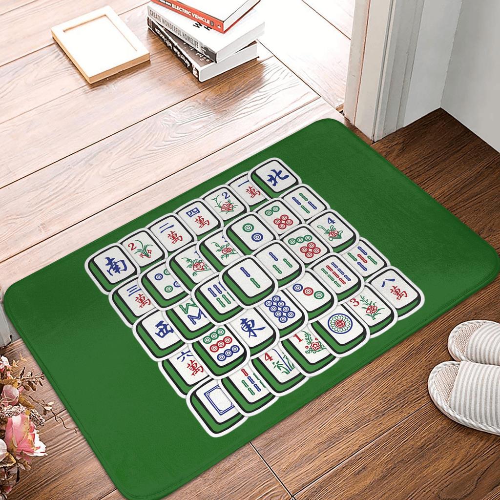 Mahjong Tile Pattern Doormat Non-Slip Entrance Bath Kitchen Floor Door Mat Toilet Rug Carpet Footpad
