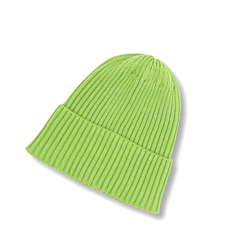 

[yokoami] knit hat rib acrylic wool made in Japan Domestic production watch beanie ladies men s Cold protection (Wool blend/lime)