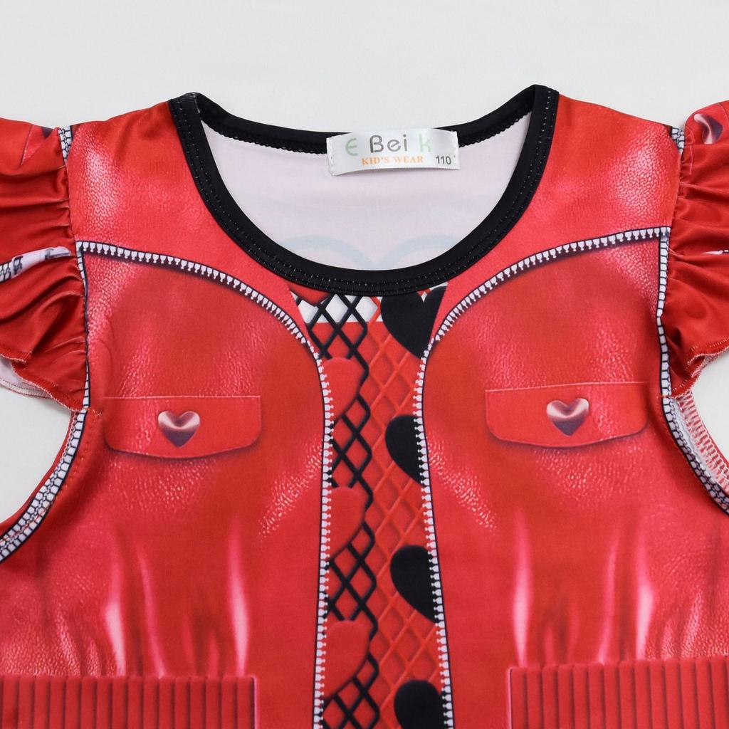 Cartoon Digital Printing Clothing Cosplay Middle And Old Children'S Flying Sleeves Dress + Bag 2638