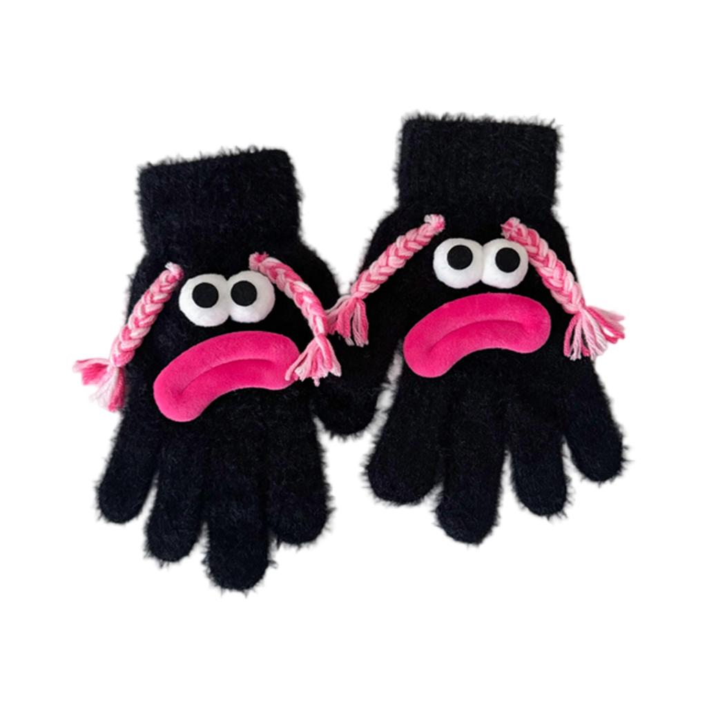 Ladies' Faux Mink  Split Finger Gloves Are Cute And Funny, With A Sausage Mouth That Keeps Warm And Thick Furry Five Finger Gloves