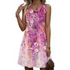 Summer Sleeveless Floral Pattern Fashion Women Mini Dresses  Prined Beach Casual Ladies Dress  Plus Size Loose Dress