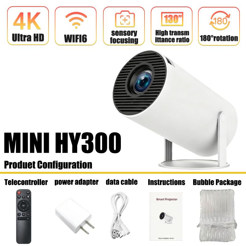 

New Projector HY300 4K Android 11 Wifi6 290 ANSI Allwinner H713 BT5.0 1080P 1280*720P Cinema Outdoor Portable Projetors US Plug