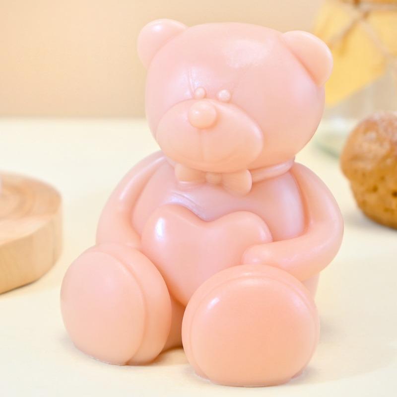 Hug Flowers Love Bear Animal Candle Silicone Mold 3D Love Rose Rabbit Bear Crafts Resin Plaster Soap Mold Valentine's Day Gift