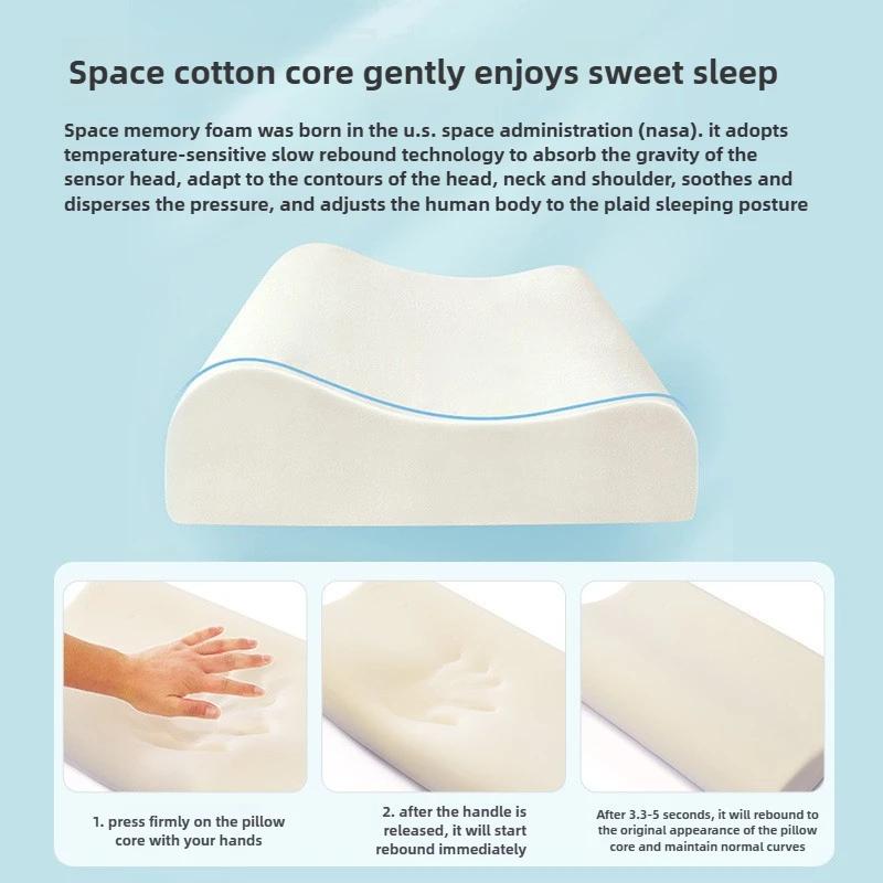 Four Seasons Baby Pillow Toddler Foam Bed Pillow Breathable Slow Rebound Baby Cartoon Neck Nursing Pillow Travel Cushion Bedding