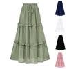 Women's Fashion Solid Color Drawstring Elastic Waist Loose Long Skirt