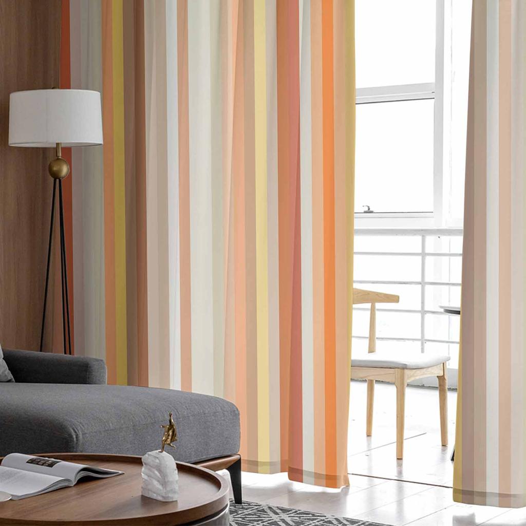 Orange gestreifte geometrische Abstraktion, transparente Vorhänge für Kinderzimmer, Schlafzimmer, Wohnzimmer, Voile-Fenstervorhänge, Tüllvorhänge