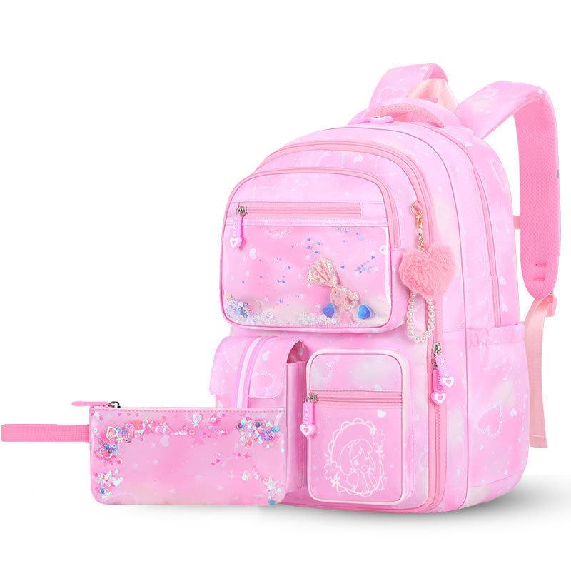 Zaino scolastico, Livello di apertura porta frigorifero da 1 a 6, Zaino ultra-leggero per ragazze Riduzione del carico Protezione della colonna vertebrale Livello 1 Zaino scolastico leggero