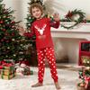 Family Matching Christmas Print Pajama Set with Long Sleeve Neck Top and Pants for Parent and Child
