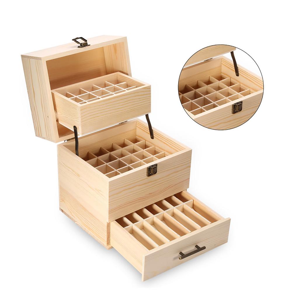 59Slots Essential Storage Box Wooden Oil Case Organizer Container Aromatherapy
