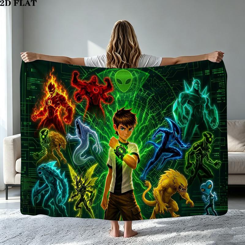 ben 10 Print Flannel Blanket High Quality Warm Comfortable Cover for All Seasons Perfect for Gifts Home Decor