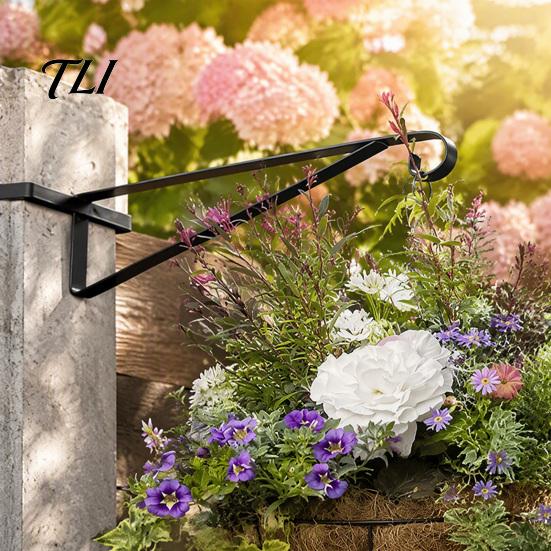 Vertical Garden Hook 4PCS Metal Plant Hanger Bracket, Wall Mounted Hooks, Hanging Basket Bracket Strong Load-bearing Capacity Brackets for Concrete