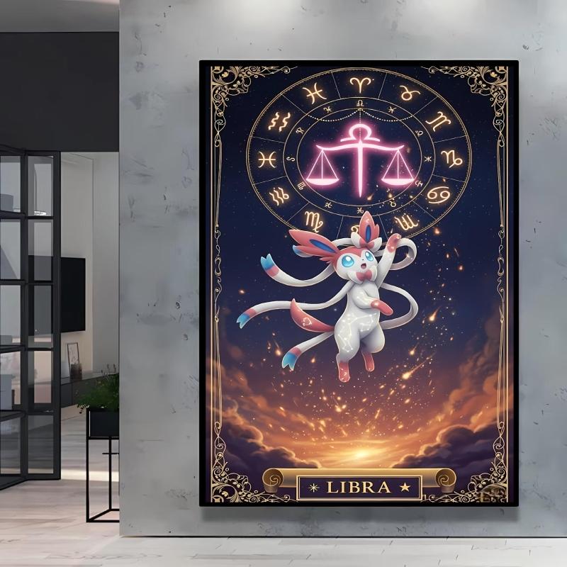 High Quality Canvas Pokemon Flareon Anime Poster Unique Design Cartoon Picture HD Printing Modern Home Living Room Wall Decor