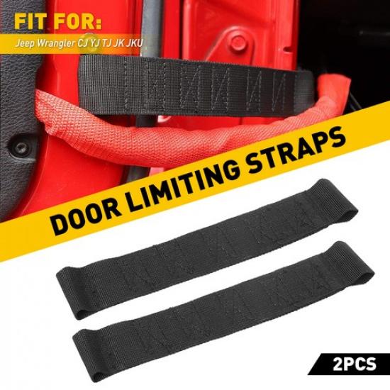 2X Black Door Limiting Check Strap For Heavy Duty Jeep Wrangler CJ YJ TJ JK JKU
