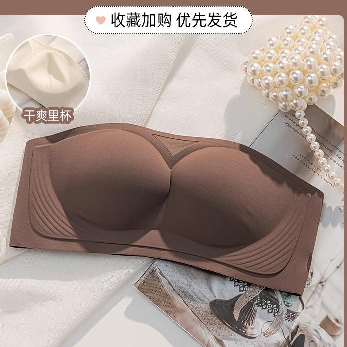 Strapless jelly non-slip can not fall off, small breasts gather underwear, women's tube top, summer seamless beauty, chest wrap and chest show bra