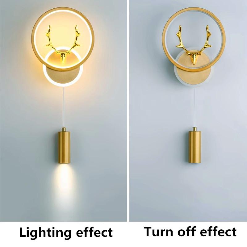LED Wall Lamp 3 Color Modes  Wall Mount Lighting Bedroom Bedside Wall Sconces Living Room Home Indoor Lighting Decorative Lamps