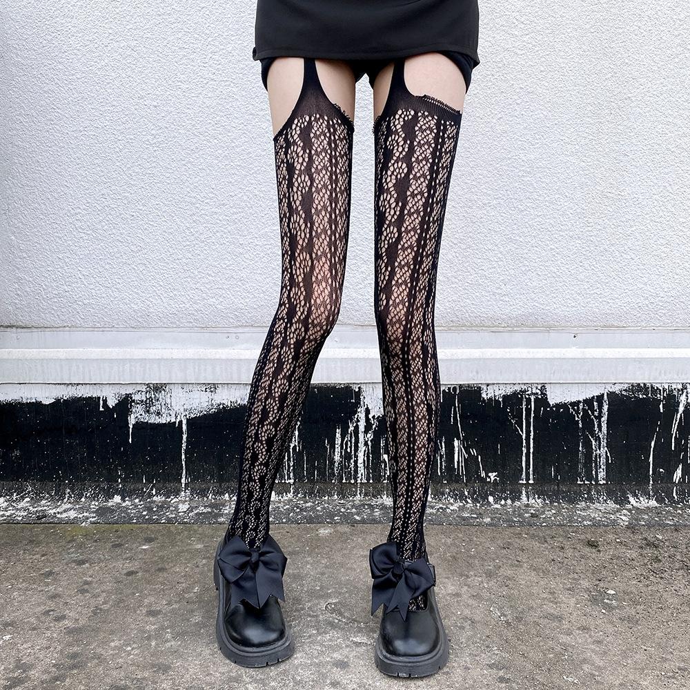 1Piece Thin Pantyhose Women Women Sexy Lingerie Stockings Garter Belt Stripe Elastic Stockings Black Fishnet Stocking Thigh Shee