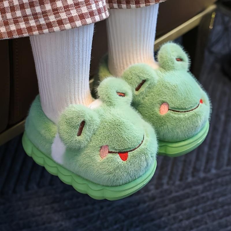 Casual Cute Cartoon Animal Slip On Furry Home Shoes for Girls Boys, Non-slip Warm Comfy Slippers for Indoor