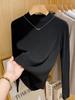 Women's Long-Sleeve Casual T-Shirt - Stylish Thick Warmth, Half-High Collar for Autumn/Winter 2026 Trend