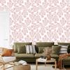 Wallpaper Flowers White and Coral, Small Detail for Living Room and Bedroom 50x1000