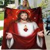 Bohemian Style Jesus Christ Printed Flannel Blanket, Soft and Lightweight, All-Season Home & Outdoor Use Sofa Bed Travel,