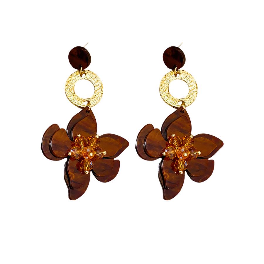 Silver Needle Resin Flower Tassel Earrings: Vintage, Versatile, Light Luxury Fashion Jewelry for Women