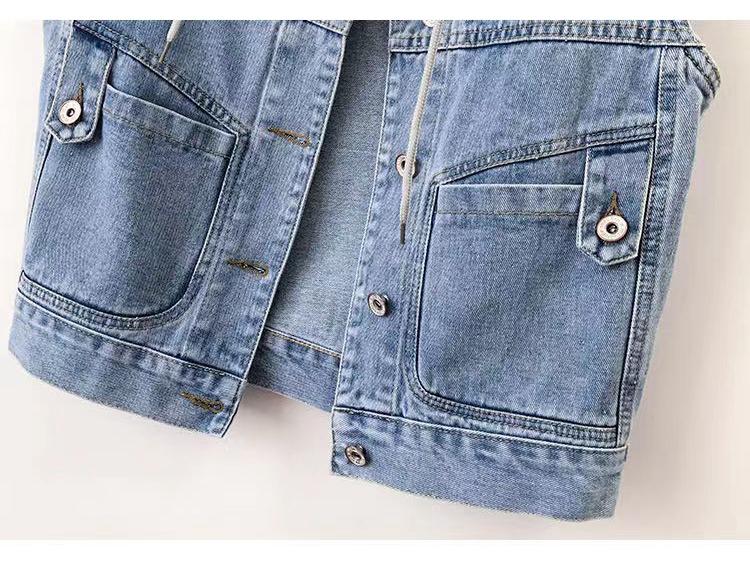Damen Slim Denim Weste, Vielseitige Ärmellose Jacke mit Revers für Frühling/Herbst 2025
