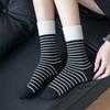Red Socks, Women's Pile Socks, Autumn and Winter Trendy Long Socks, Retro Striped College Style Thigh-high Socks