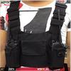 Meiteku Walkie-Talkie Chest Bag, Nylon Double Pocket Shoulder Backpack with Adjustable Black Strap for Hiking.
