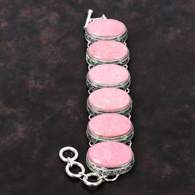 Thulite Bracelet Handmade Jewelry Gemstone Bracelet 925 Sterling Silver Bracelet Adjustable Chain Bracelet Vintage Bracelet Anniversary Gift