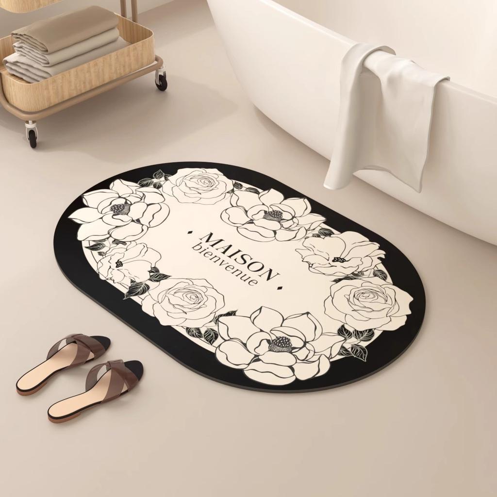 Nordic Style Bathroom Floor Mat, Diatom Mud Absorbent Mat, Bathroom Bathroom Toilet Door Non-Slip Foot Mat