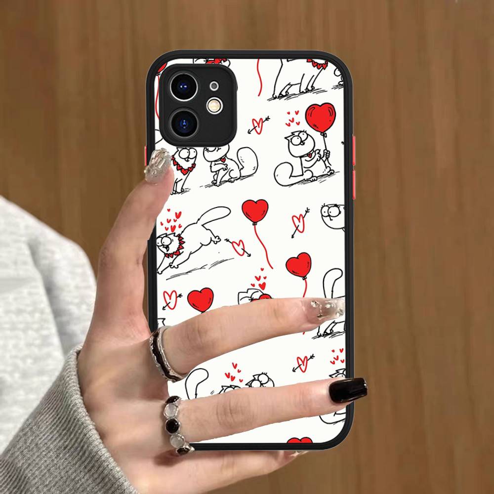 Cute S-Simons Cat Phone Case For IPhone 16 15 14 Plus 15 13 12 11 Pro Max X XS MAX Matte Cover