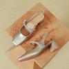 Baotou Sandals Summer Mary Jane Single Shoes Medium Heel Silver Thick Heel with High Heels