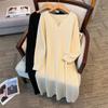 Plus Size Women's V-Neck Sweater Dress, Bust 150/160 Cm, Loose Fit, Long Style (200/350/300 Jin) - 8039
