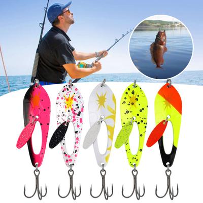 5 st 2CM/2G 4CM/4G 6CM/10G Spinnarbladbete med krok Metall Roterande Paljett Sked Spinnbete Saltvatten Sötvatten Bass Fiske Tillbehör