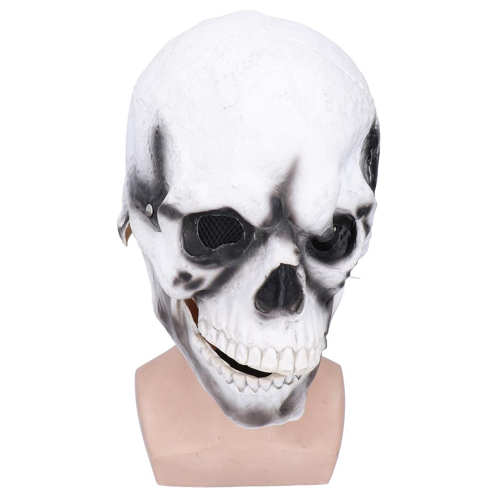 Halloween Scary Skull Mask Adult Full Head Latex Skull Helmet Glowing Eyes with Moving Chin