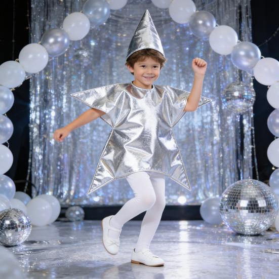 Stříbrný/Zlatý kostým Betlémské hvězdy pro děti Vánoční scéna Cosplay kostýmy pro nedělní školu Církevní potřeby