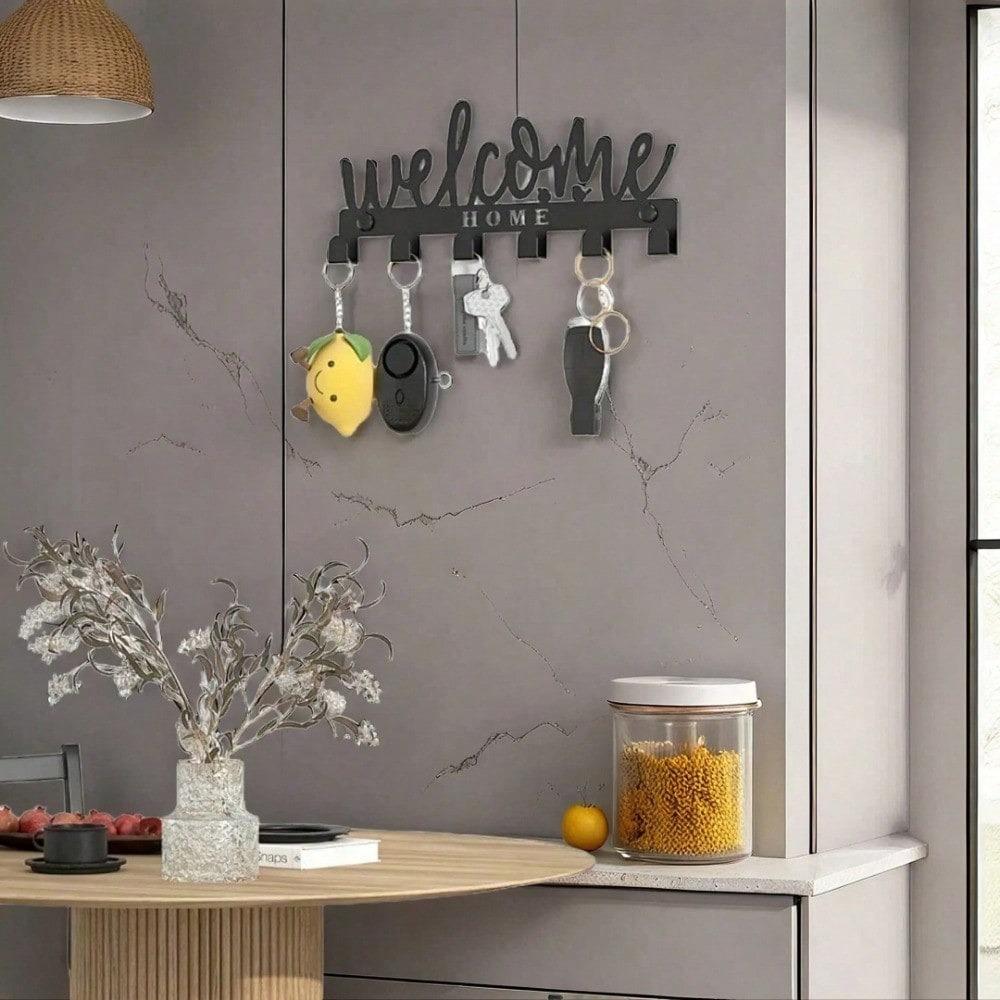1pc Modern Metal Key Holder Wall Mounted, Powder Coated Finish Key Rack, Space Saving Key Organizer for Entryway Bedroom Office Minimalist Durable