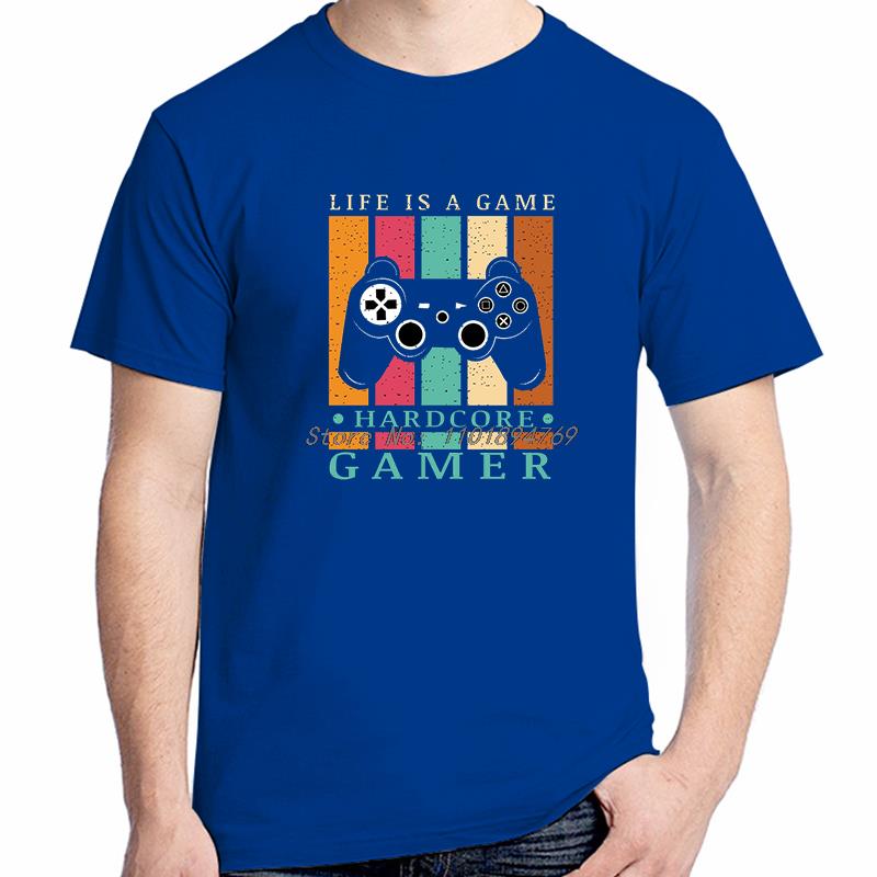 Life Is A Game Hardcore Gamer Fashion Classic Graphic T Shirts Cotton Short Sleeve Tshirt Summer Streetwear Unisexs Clothes