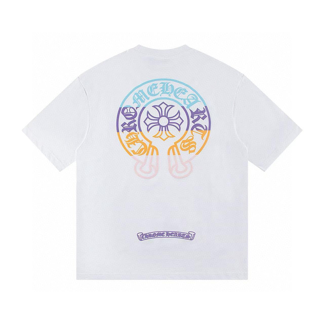 

W385 ХРОМІЗОВАНІ СЕРДЕЧКА 2025 Літня нова високоякісна бавовняна футболка вільного крою великого розміру для чоловіків та жінок, футболка для пар S білий