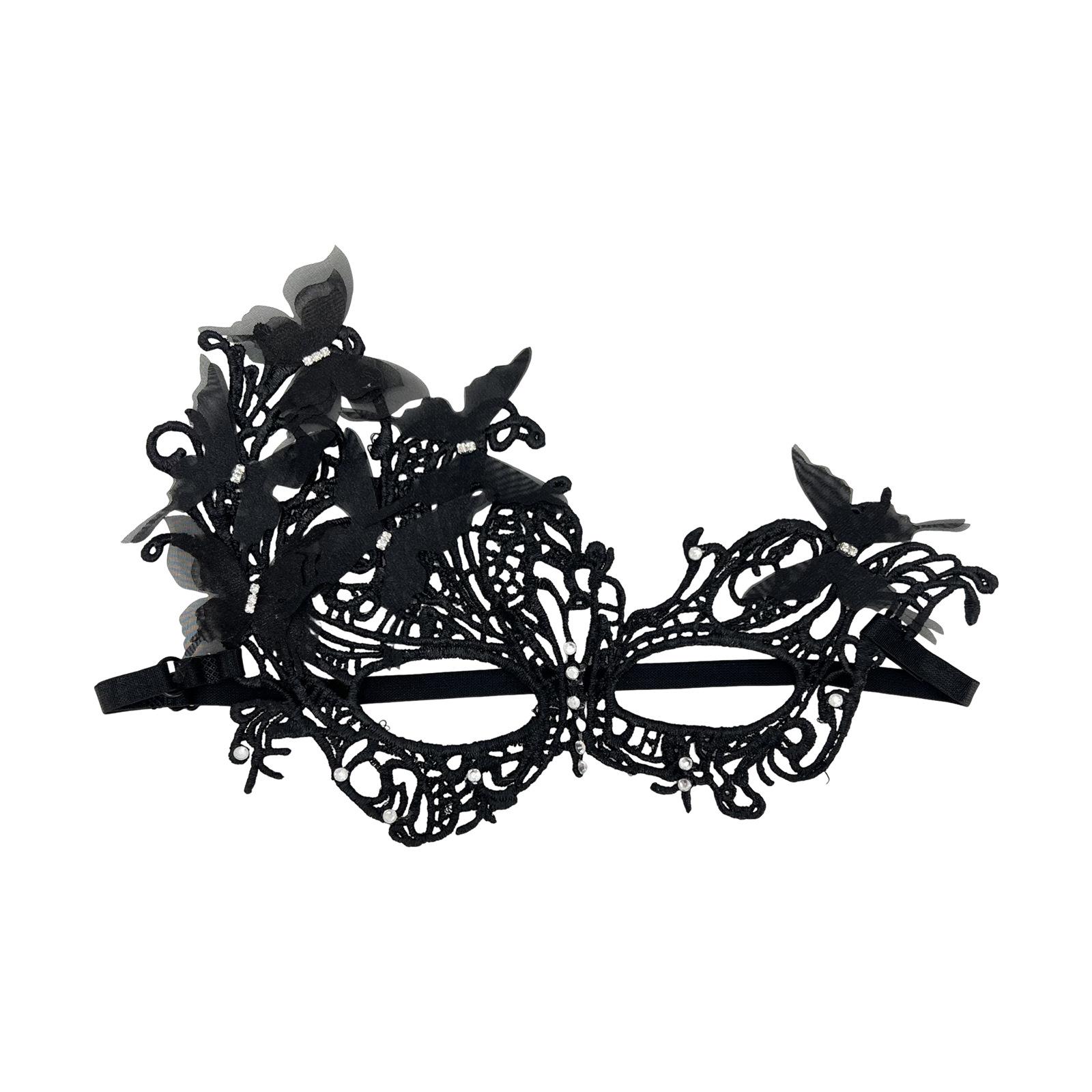 Butterfly Masquerade Mask Comfortable Lace Half Face Mask Rhinestone Masquerade Mask Charming For Prom Wedding Costume Party чёрный