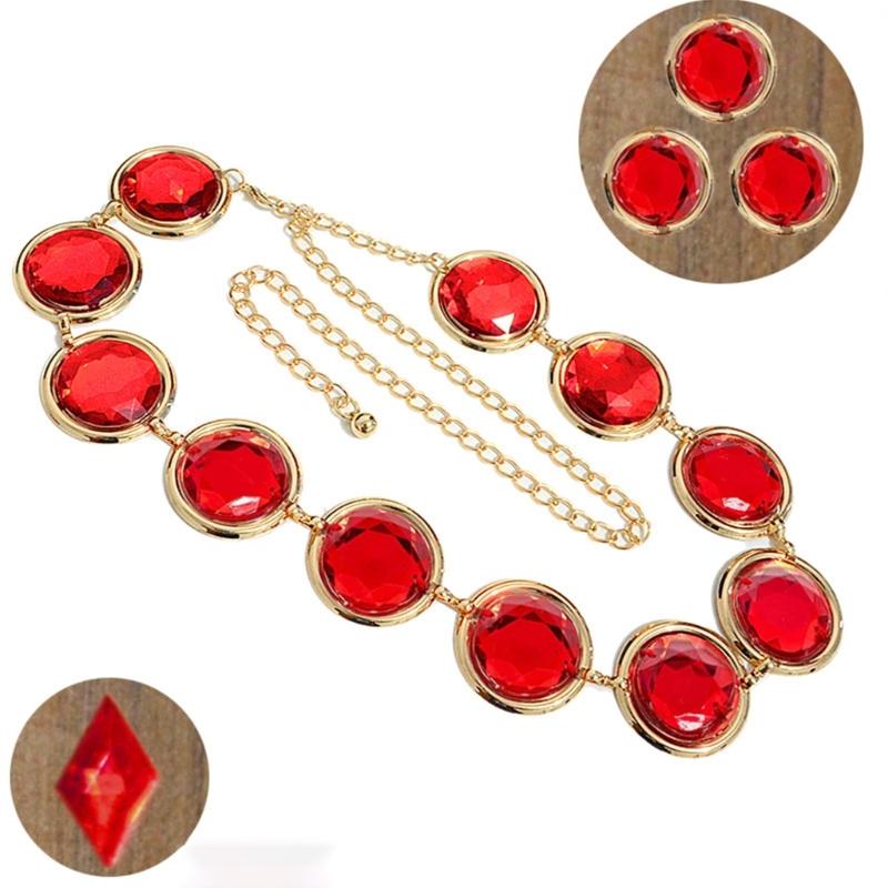 Red Crystal Waist Chain Belt Jewelry Belly Chain Decorative Belts For Women Dresses Red Waist Chain Raven
