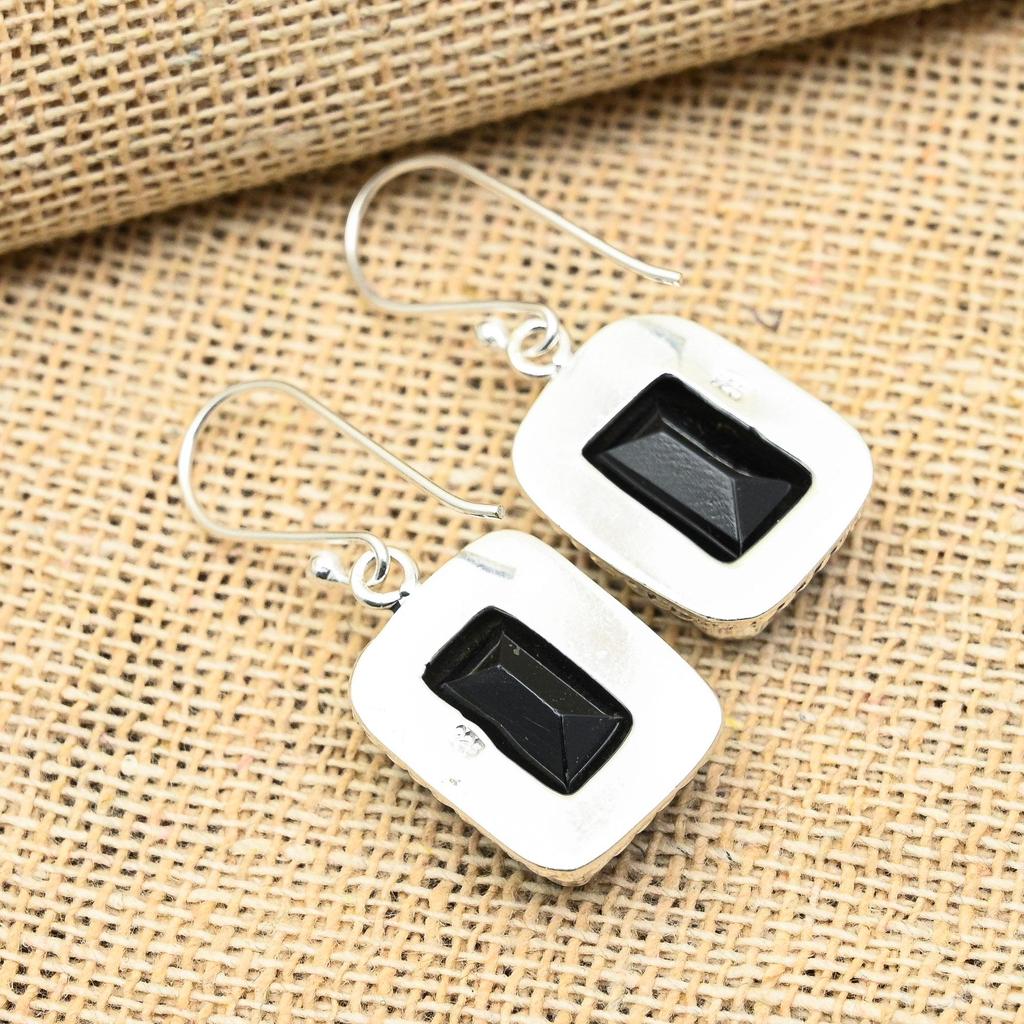 Black Spinel Gemstone Earring Handmade 925 Sterling Silver Jewelry For Birthday Gift