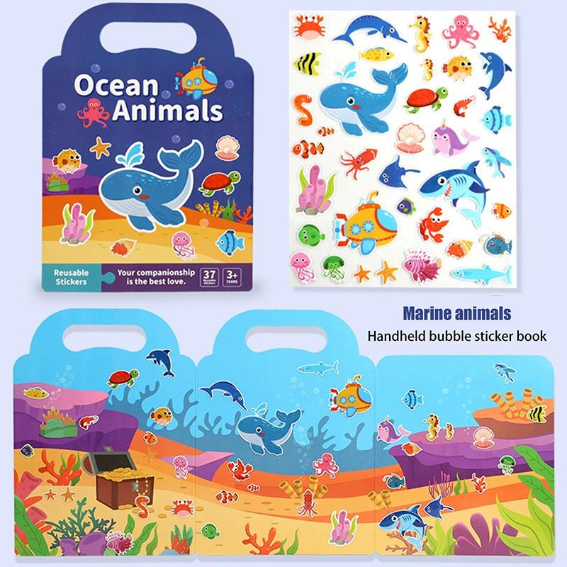 Children Diy Sticker Book Bubble Scene Sticker Jelly Paste Toy Kids Portable Reusable Quiet Busy Paste A Book