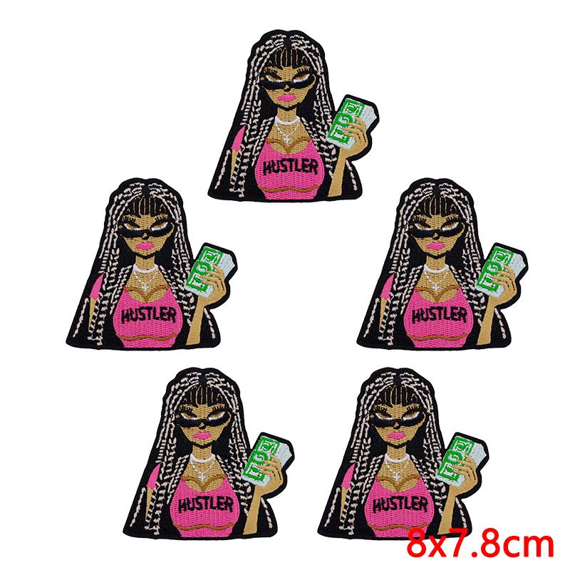 10PCS Fashion Black Girl Embroidered Patch Iron On Patches For Clothing Black Girl Magic Patches For Clothes Jackets Sewing DIY