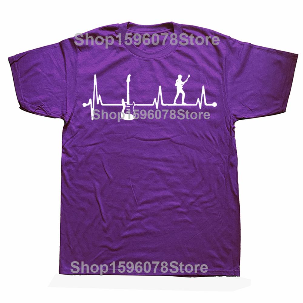 Funny Guitar Lover Bass Guitar Heartbeat Graphic Tshirts Men Womens Fashion Casual Tshirt 100 Cotton Loose Oversized T Shirt
