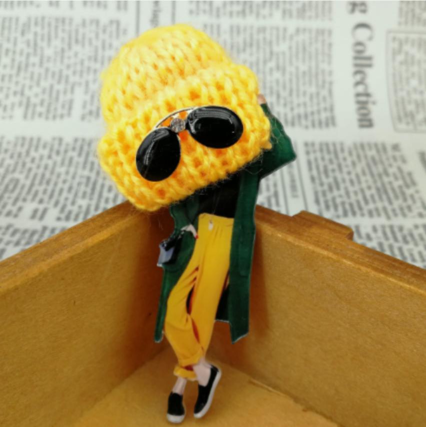 Girl Cute Brooch Wool Hat Badges Big Handmade Fashion Lovely Funny Brooches For Woman Harajuku Style Lapel Pins Lover Mom Gifts