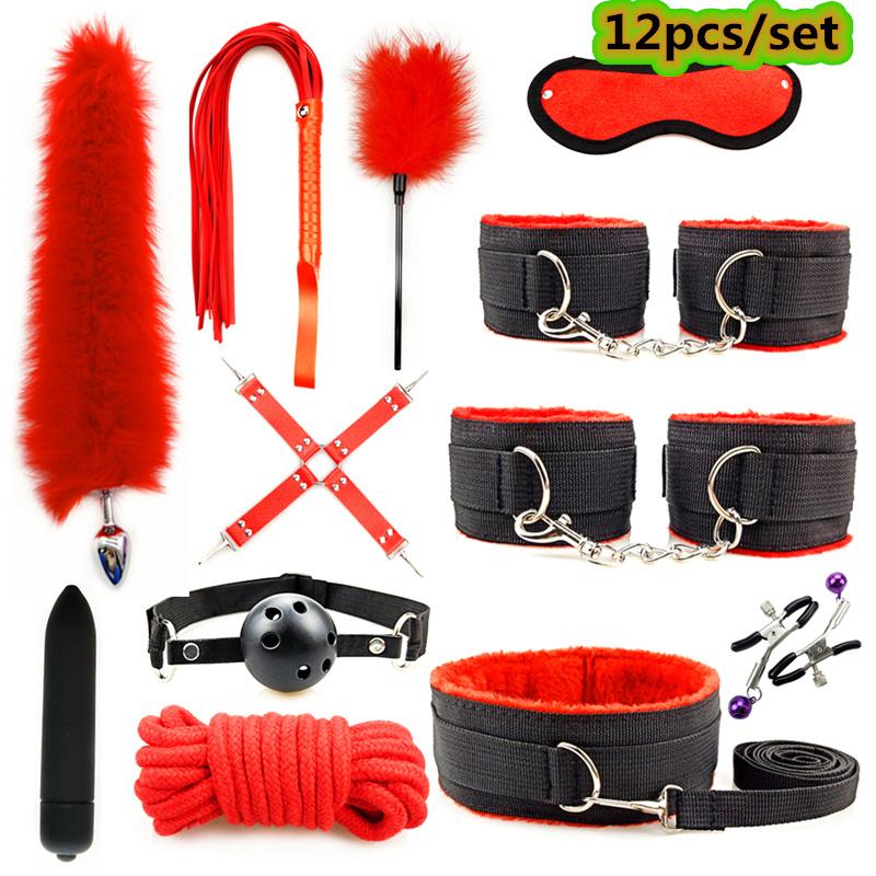 Adults Products Leather Sex Toy Kit Handcuffs Bondage Set Sex Games Bdsm Adult Toys Exotic Accessories Sex Toys for Couples